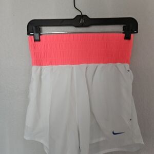 Nike Pink and White Athletic Shorts Lightweight Elastic Waistband